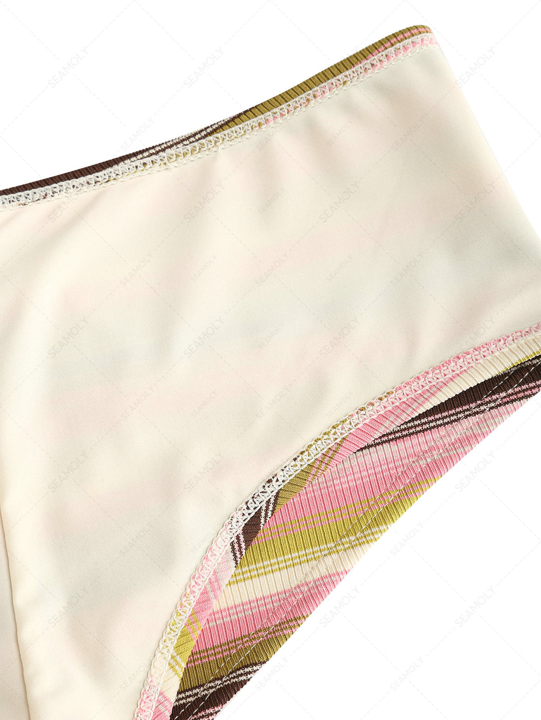 Seamolly Y2K Striped Triangle Push Up Top & Cheeky Boyshorts Bikini Set