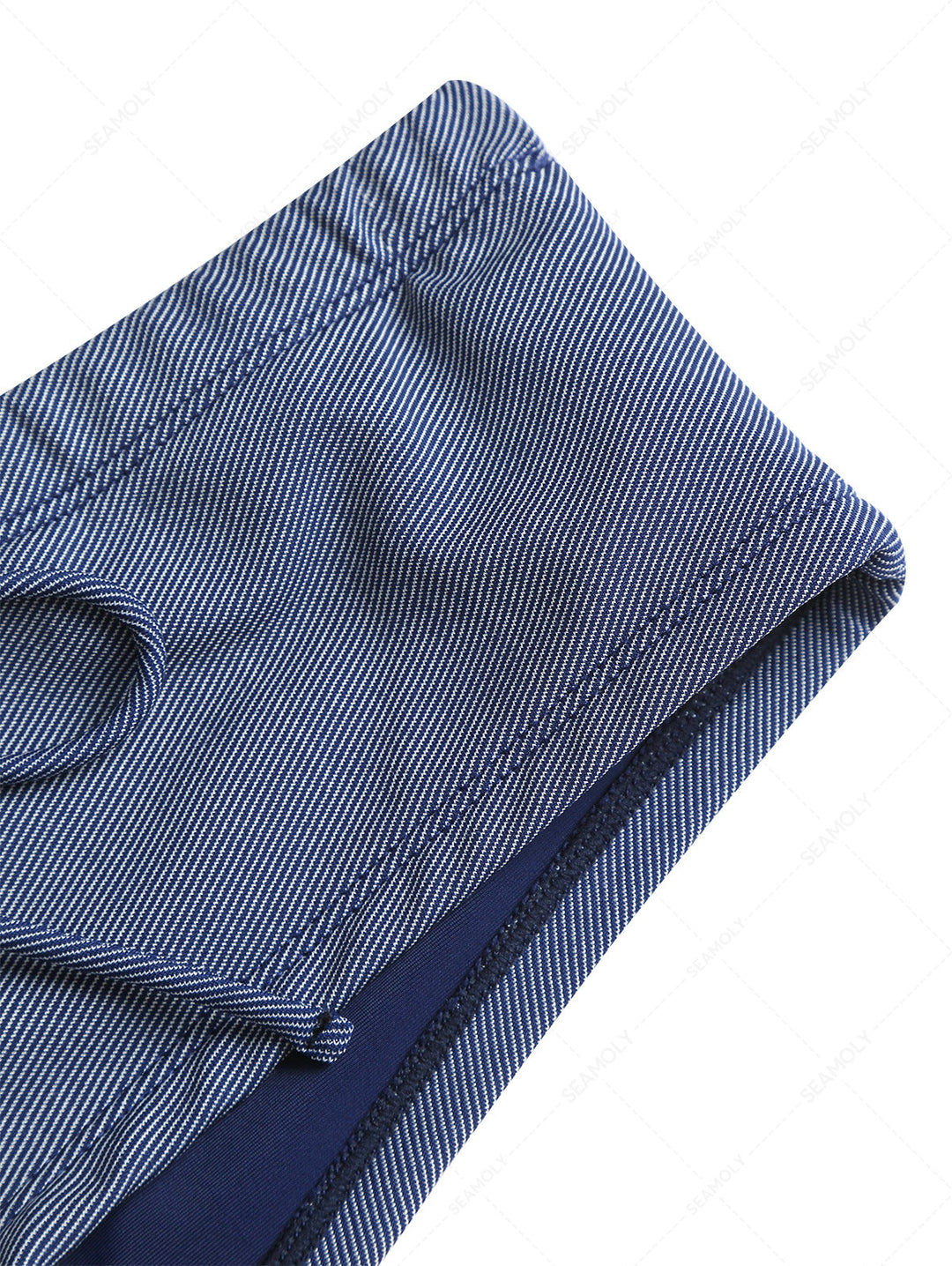 Deep Blue Denim Bowknot Low Rise Beach Swim Bottom Boyshorts