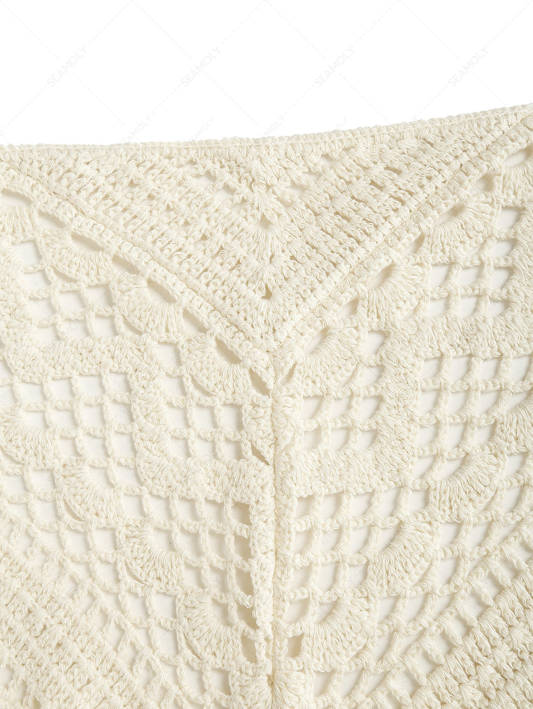 Hollow Out Crochet Fringed Triangle Cover Up Sarong