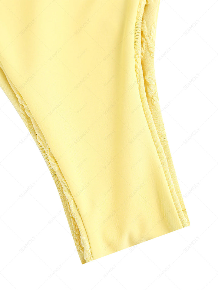 Seamolly Floral Jacquard Textured O Ring Double Layer Bikini Set