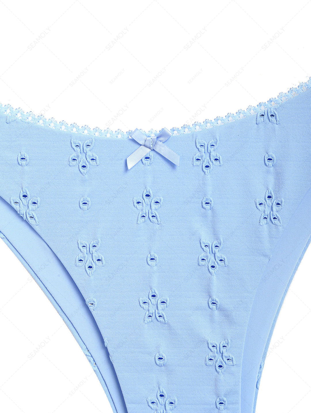 Seamolly Recycled Fabric Jacquard Lace Bowknot Cheeky Bikini Set