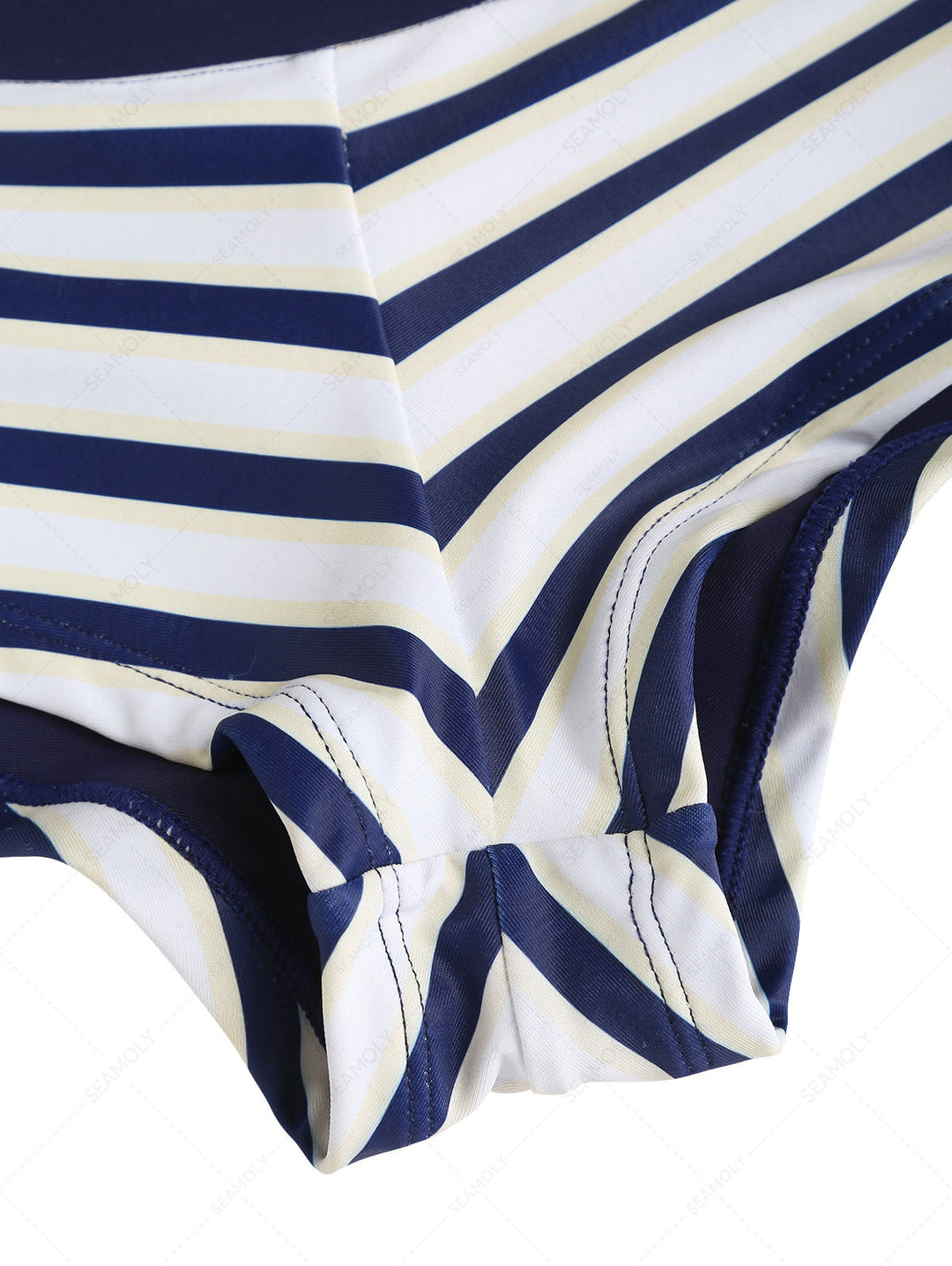 Seamolly Striped Contrast Binding Cheeky Boyshorts Bikini Set