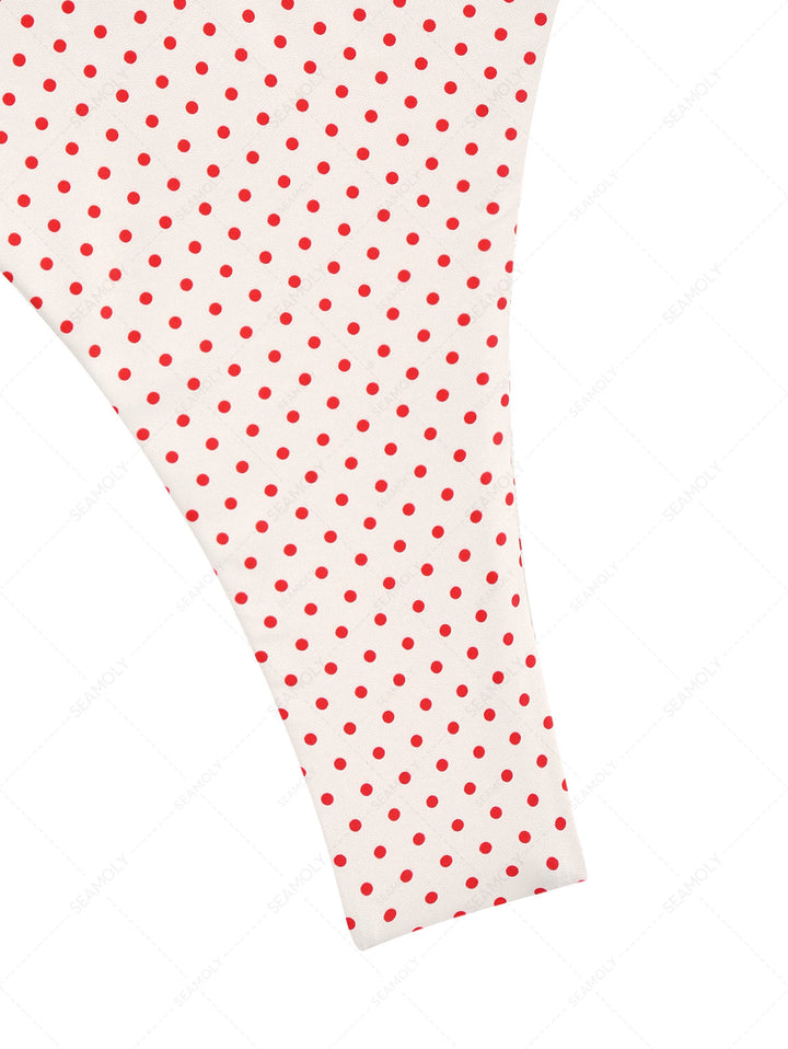 Crystal Cream Polka Dot Lace Bowknot Cheeky Bikini Bottom