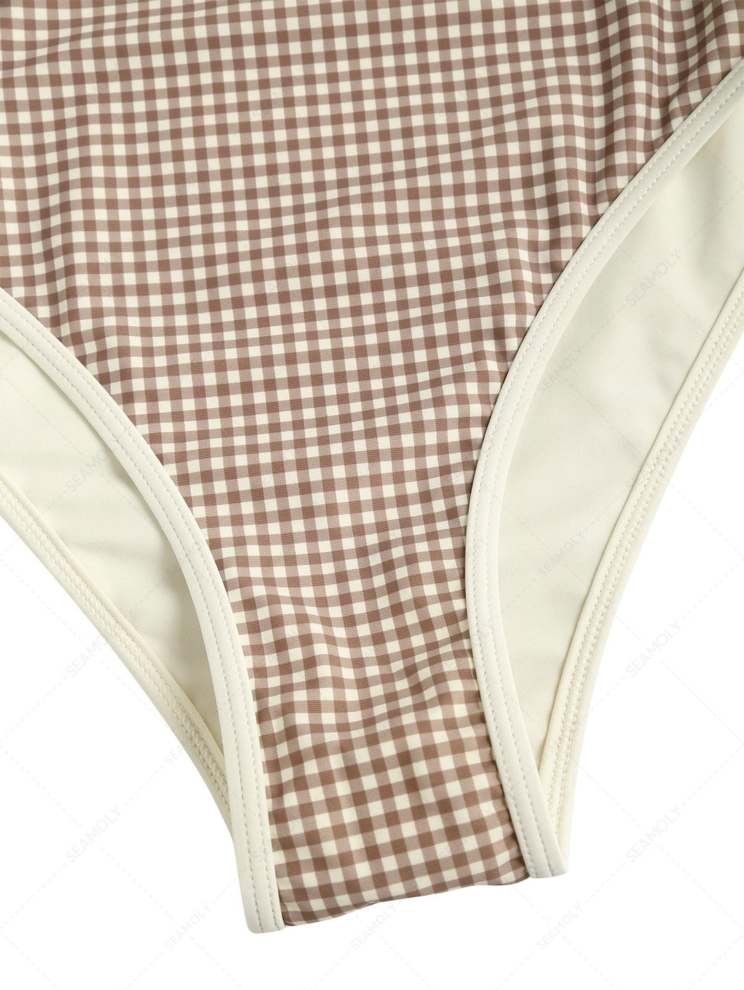 Seamolly Gingham Tie Around Deep V Neck One-piece Swimsuit
