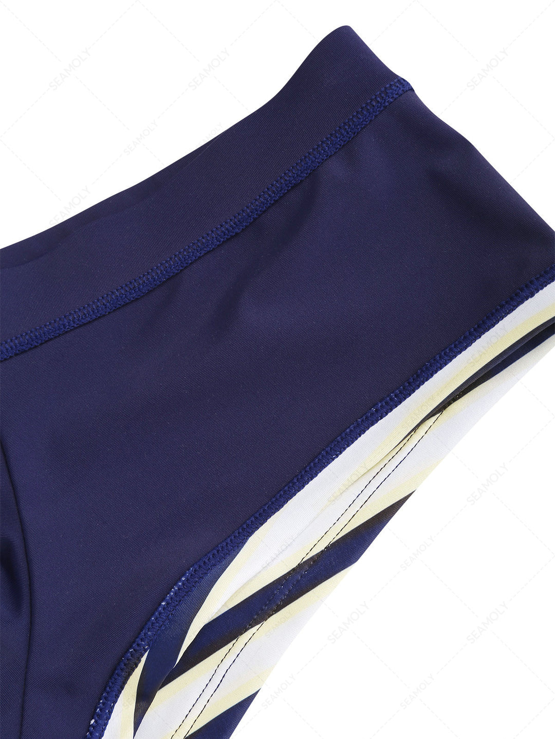 Seamolly Striped Contrast Binding Cheeky Boyshorts Bikini Set