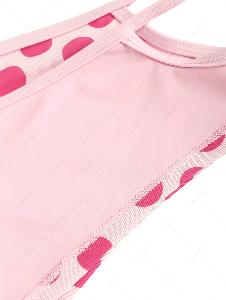 Seamolly Polka Dot Contrast Binding Cutout Tied Cheeky Boyshorts Bikini Set