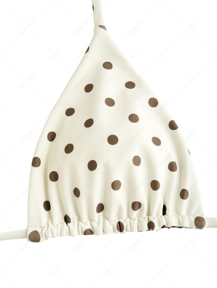 Seamolly Polka Dot Triangle Top & Double Layer Cheeky Boyshorts Reversible Bikini Set