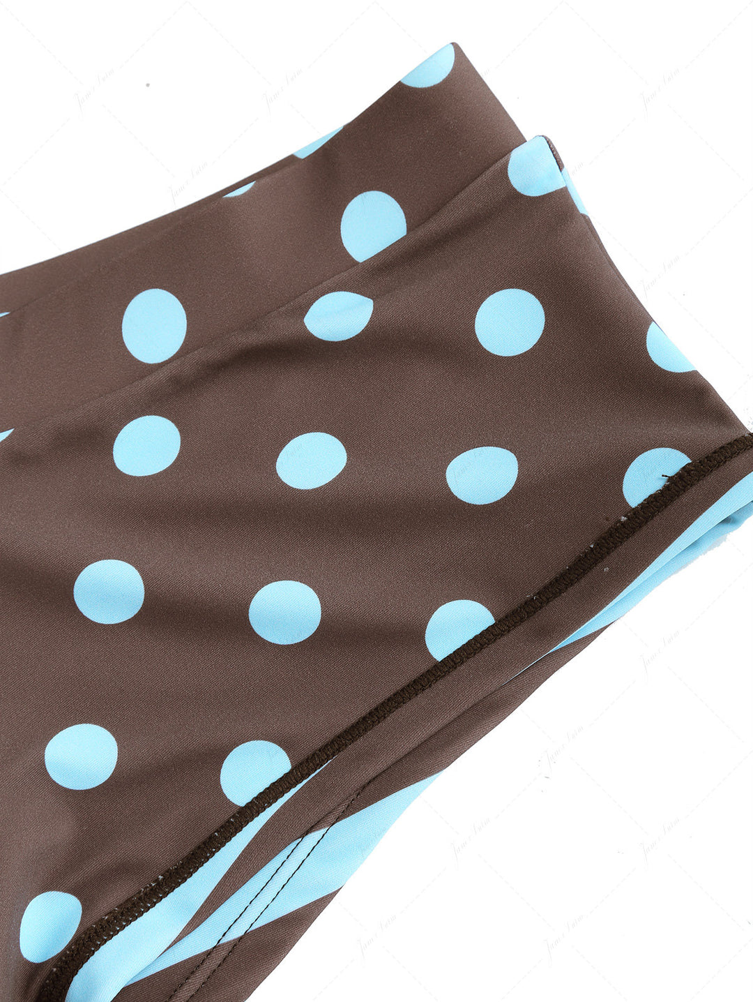 Coffee Striped Polka Dot O Ring Double Top & Cheeky Boyshorts Bikini Set