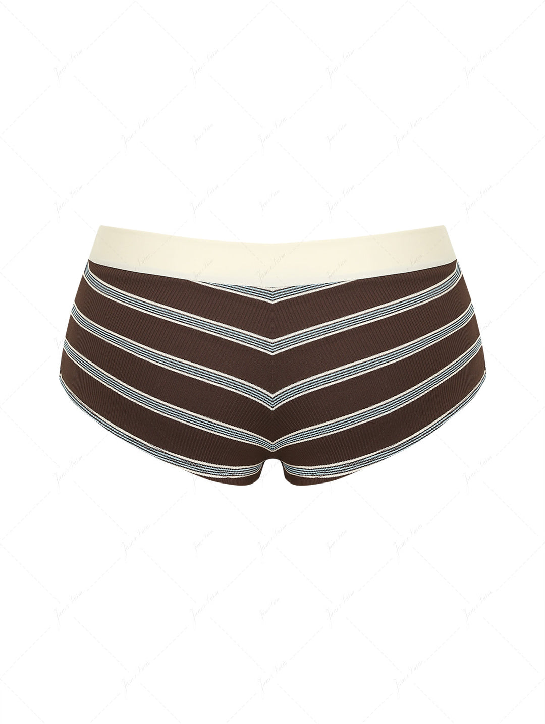 Deep Coffee Striped Two-way Bikini Bottom Cheeky Swim Boyshorts
