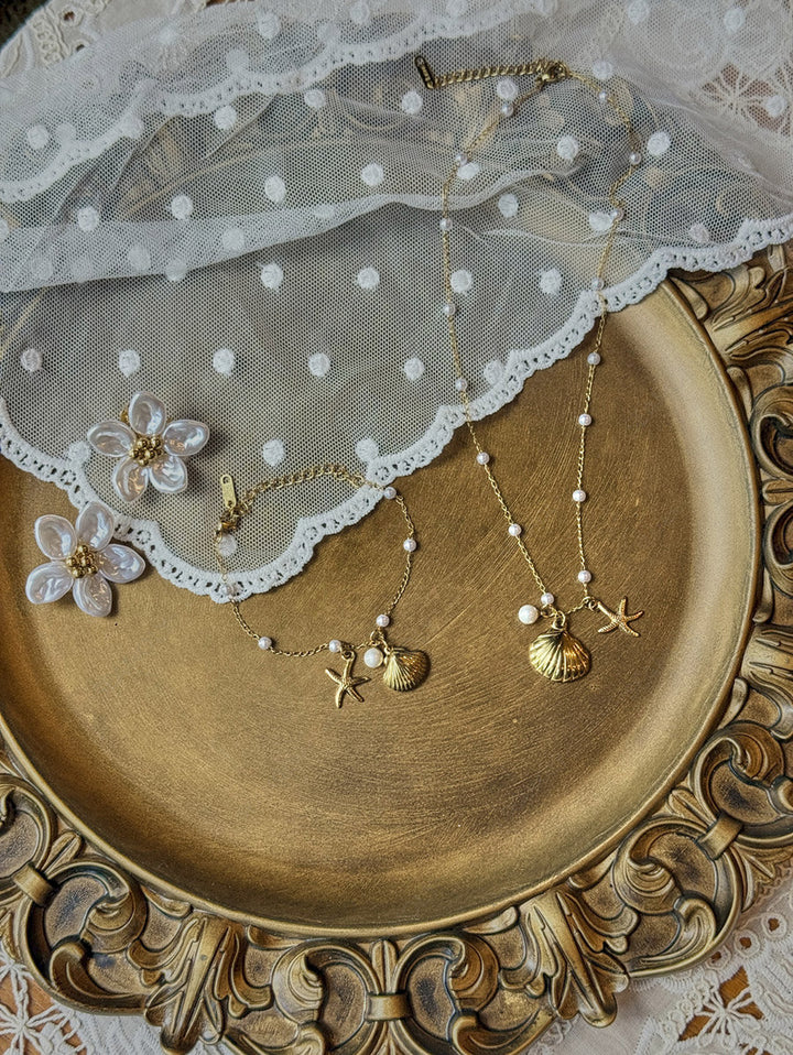 Stainless Steel Faux Pearls Pendant Jewelry