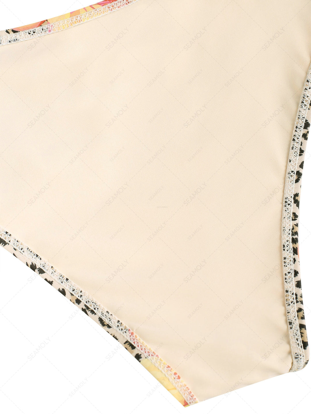 Leopard Floral Print Lace Up SideFull Coverage Bikini Bottom