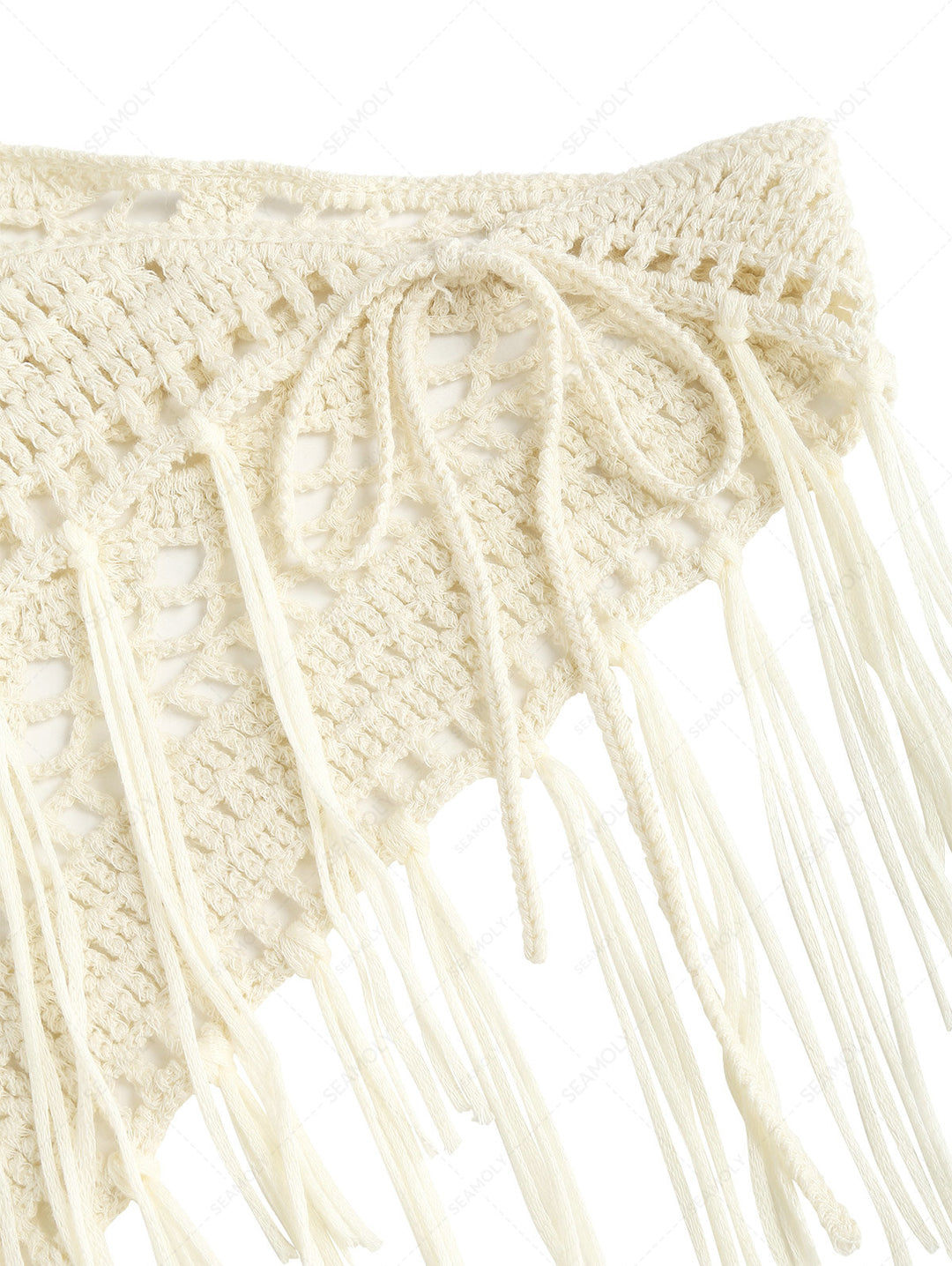 Hollow Out Crochet Fringed Triangle Cover Up Sarong
