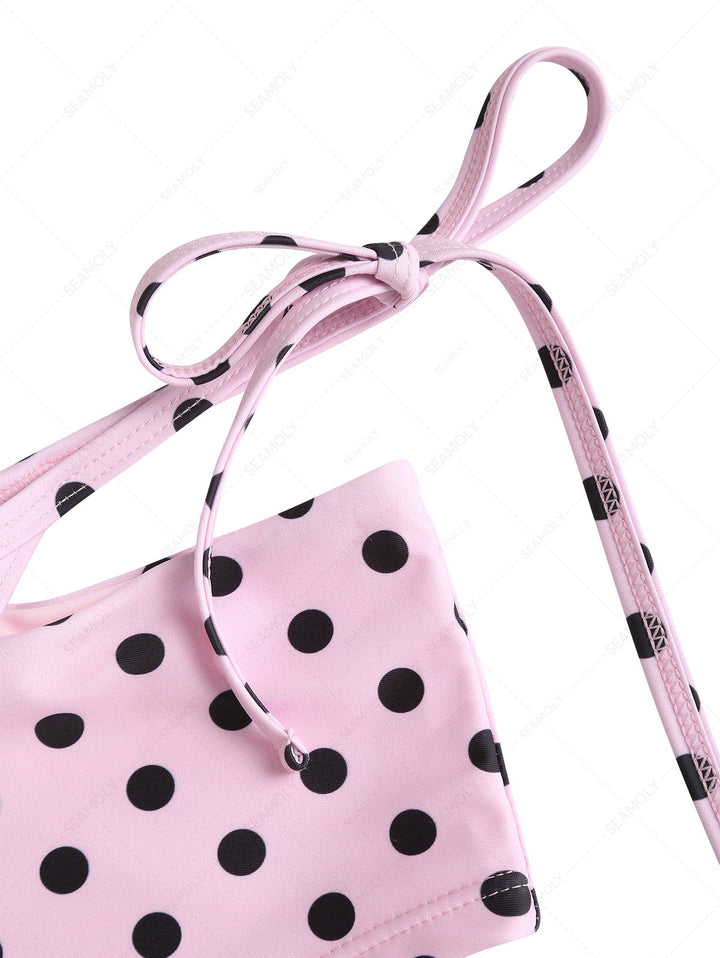 Seamolly Polka Dot Triangle Top & Double Layer Cheeky Boyshorts Bikini Set