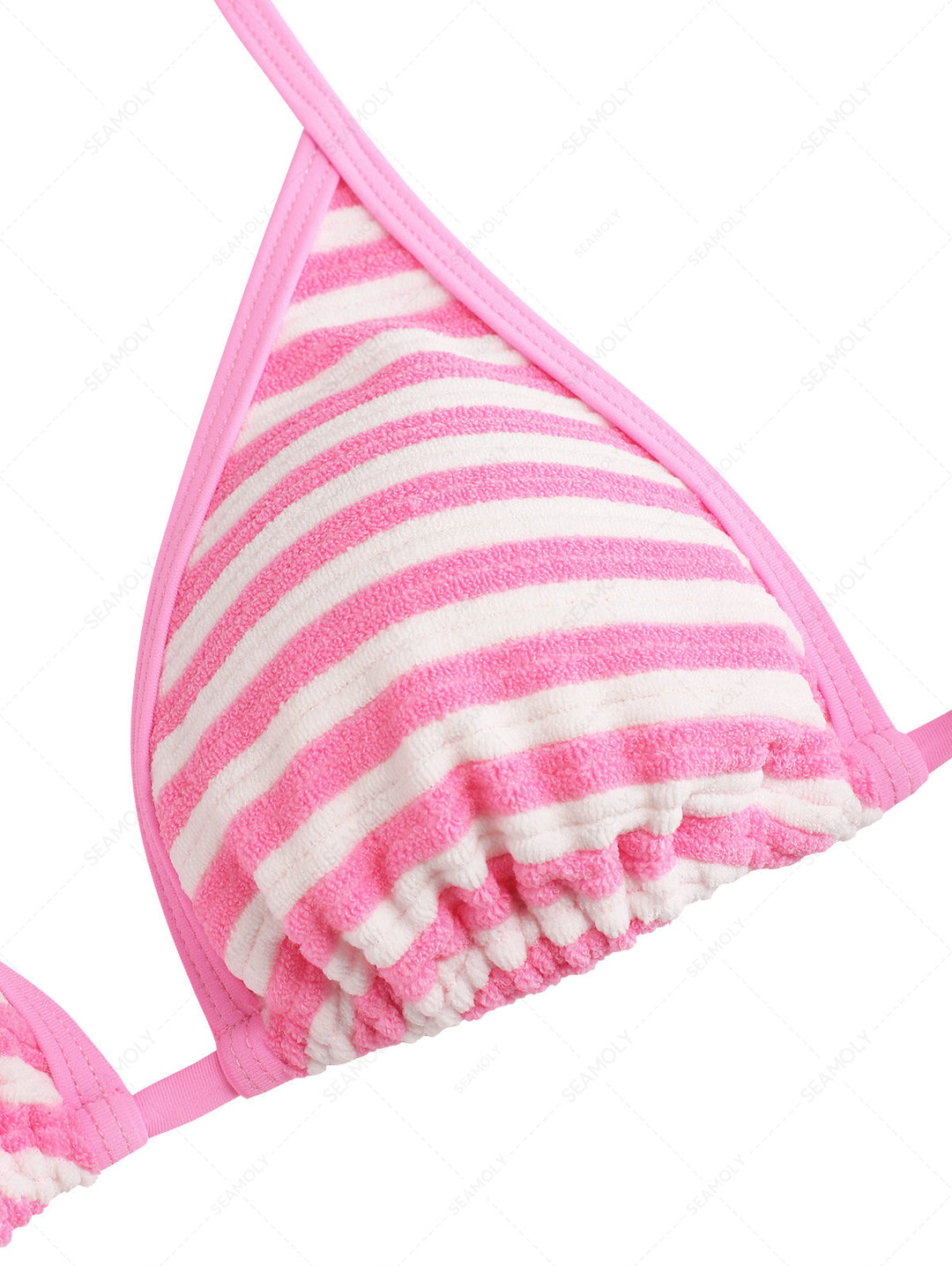 Seamolly Toweling Terry Cloth Striped Contrast Binding Cheeky Boyshorts Bikini Set