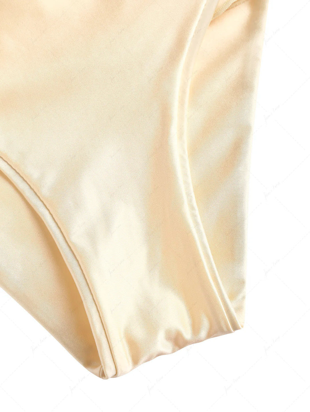 Champagne Satin Solid Color Ruched Halter Triangle Skirtini Bikini Set