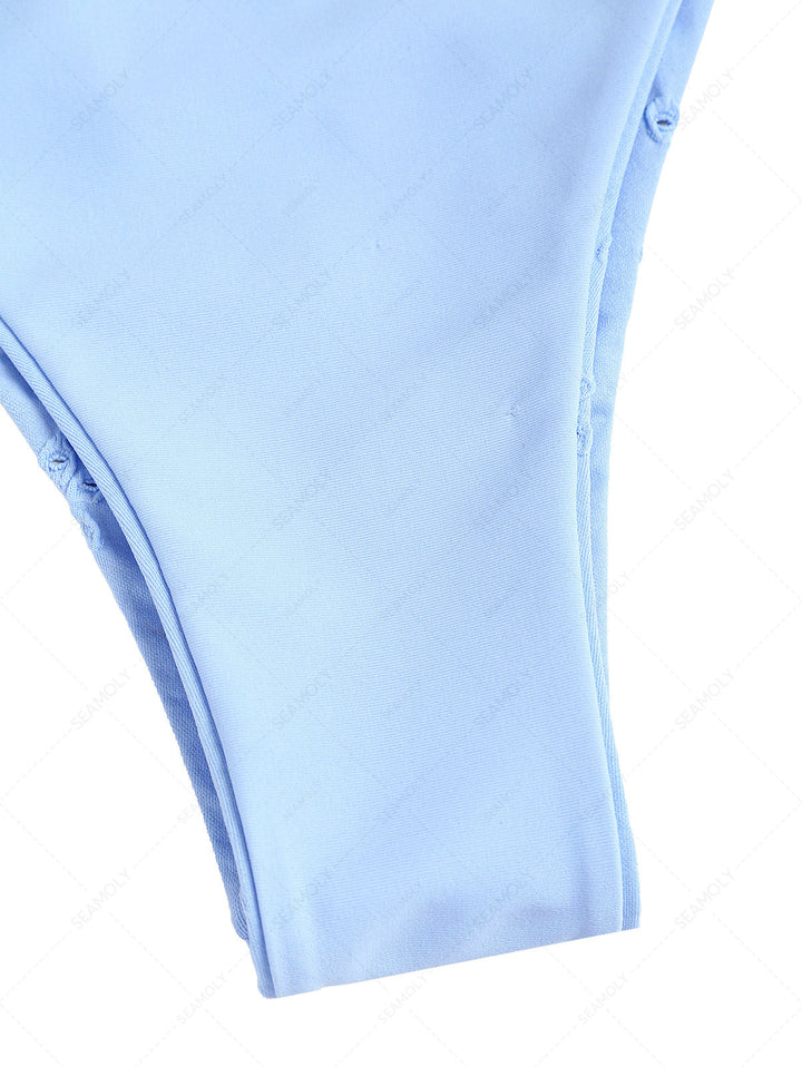 Seamolly Recycled Fabric Jacquard Lace Bowknot Cheeky Bikini Set