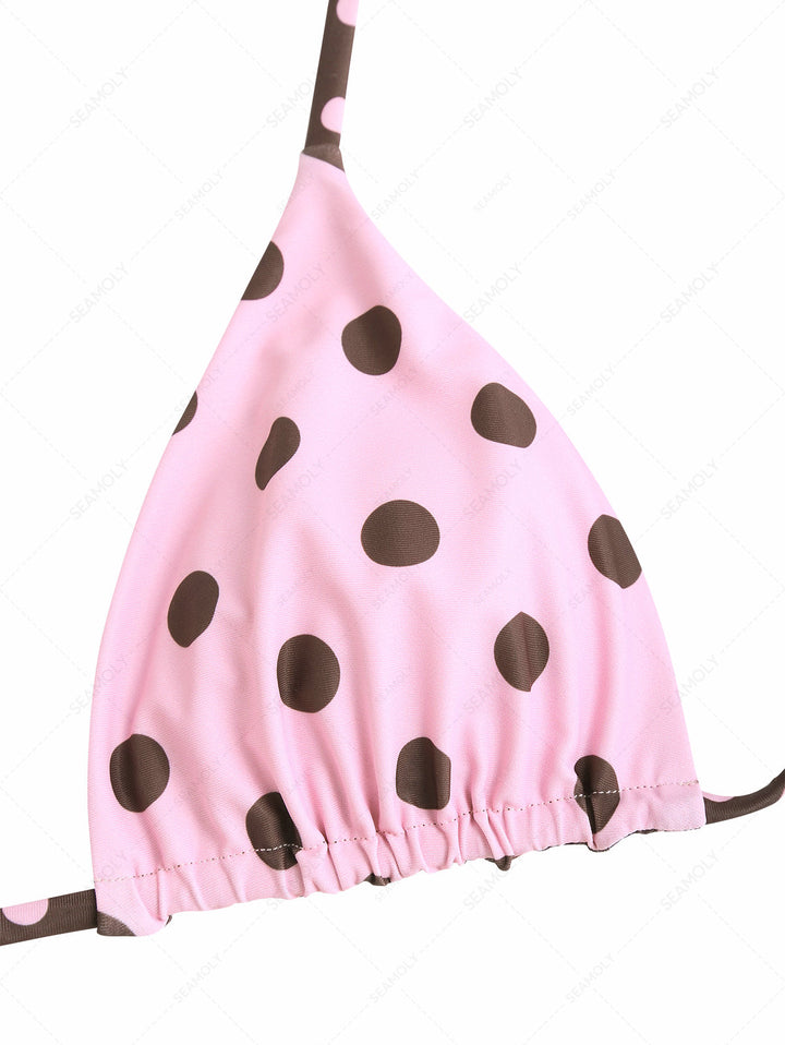 Seamolly Polka Dot Triangle Top & Double Layer Cheeky Boyshorts Reversible Bikini Set