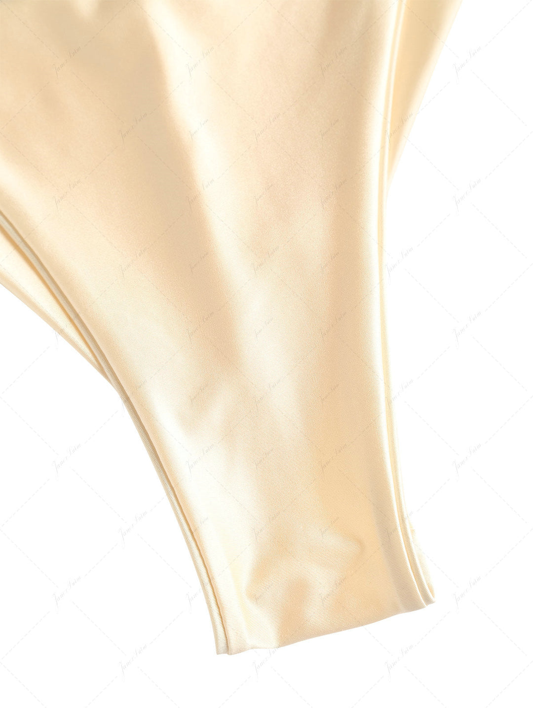 Champagne Satin Ruched Triangle Top & String Cheeky Brazilian Bottom Bikini Set