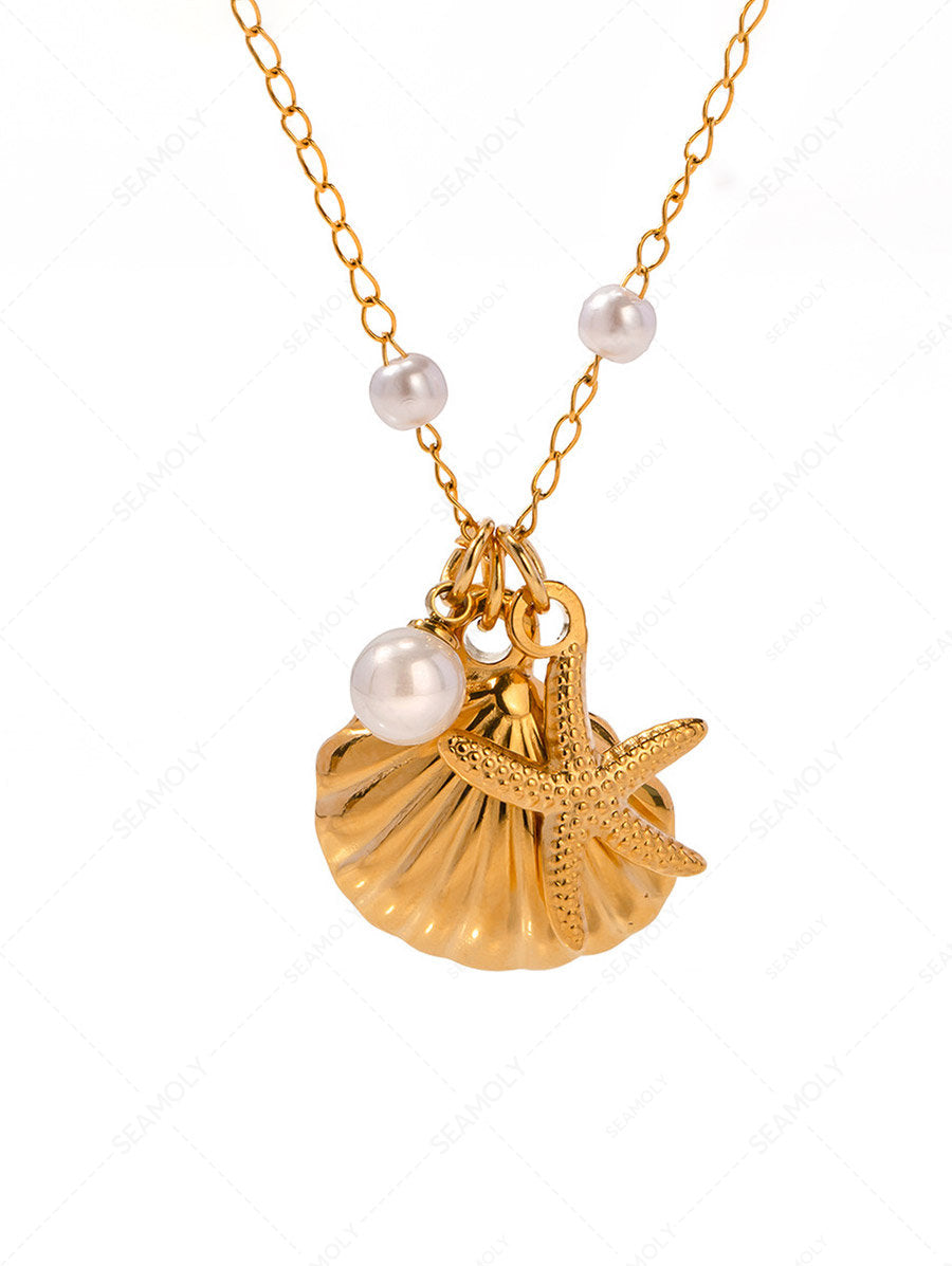 Stainless Steel Faux Pearls Pendant Jewelry