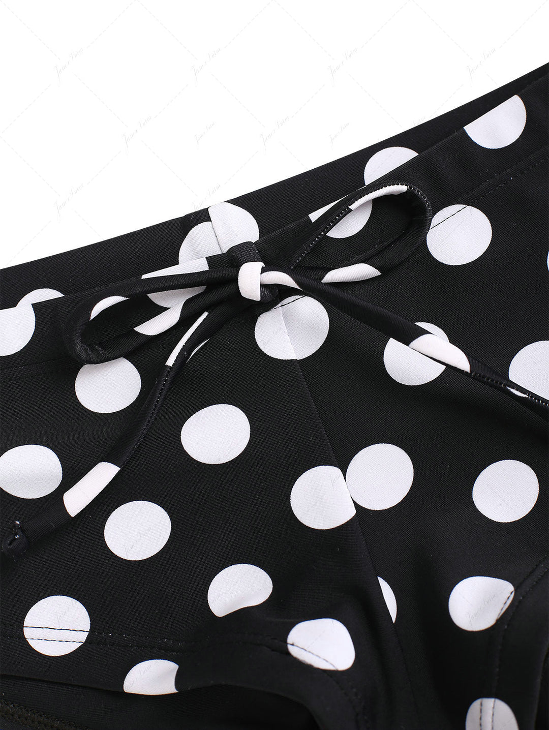 Black Polka Dot Print Bowknot Bikini Bottom Cheeky Swim Boyshorts