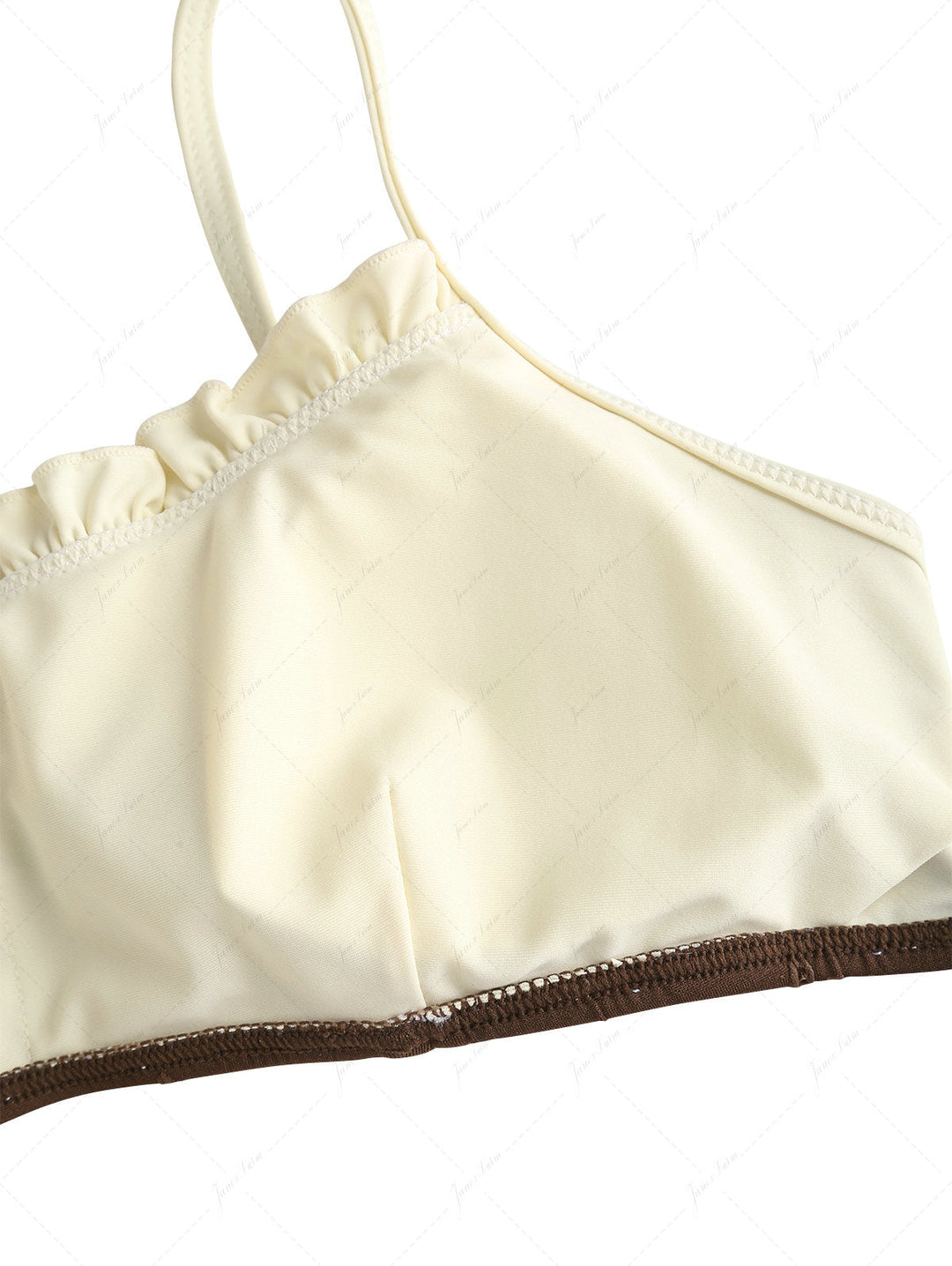 Deep Coffee Recycled Fabric Jacquard Ruched Bralette Top & Cheeky Brazilian Bottom Bikini Set