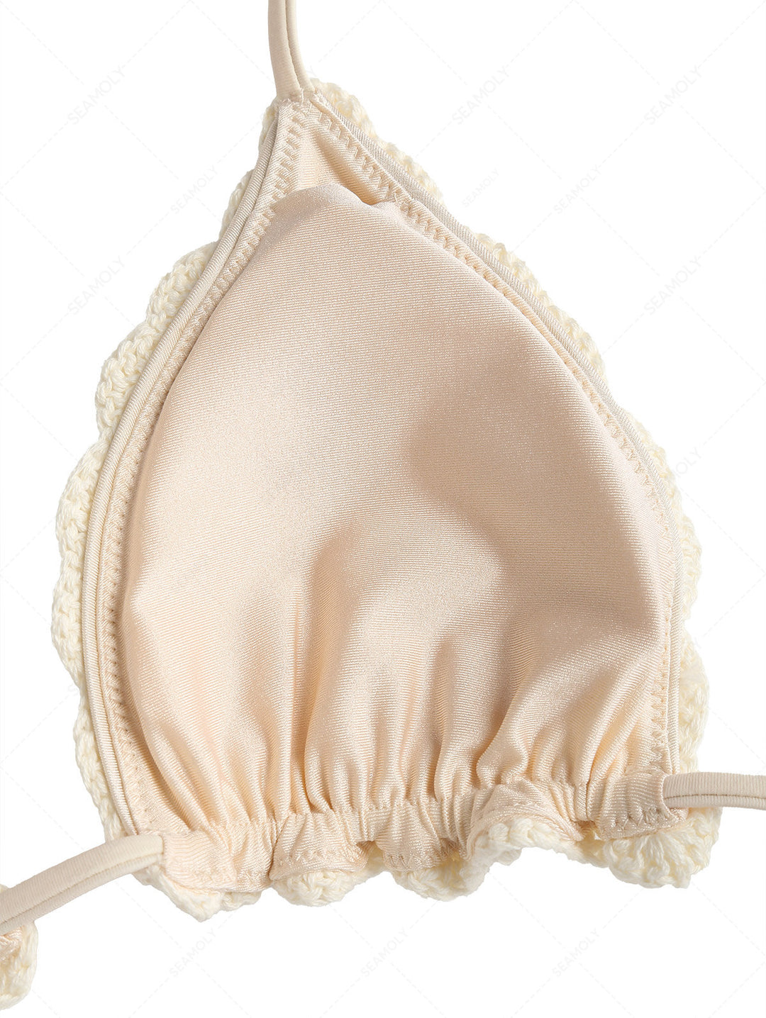 Seamolly Crochet Floral Scalloped Trim Triangle Skirtini Bikini Set
