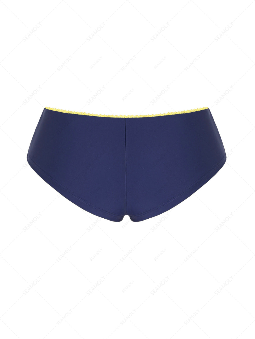 Deep Blue Lace Bowknot Low Rise Beach Bottom Bikini  Boyshorts