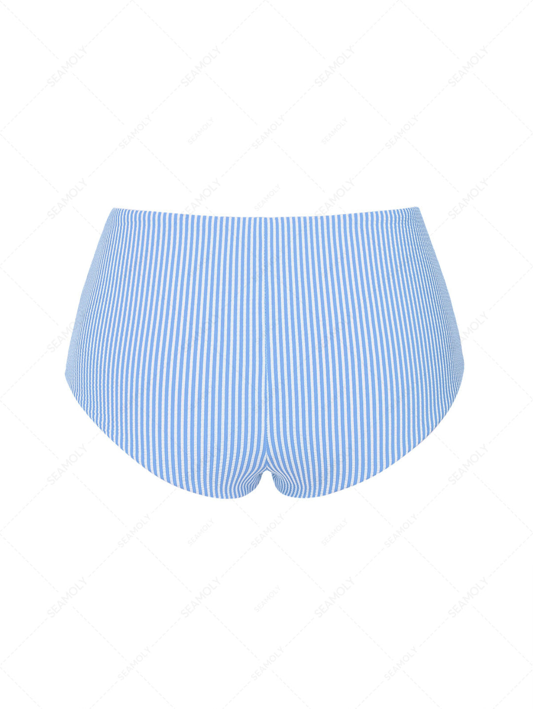 Sky Blue Striped Beach Swim High Rise Bottom Boyshorts