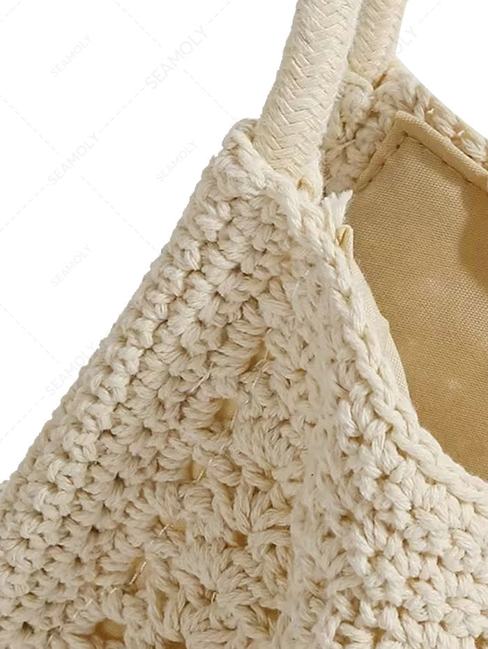 Crochet Hollow Out Beading Tassel Design Shoulder Handbag
