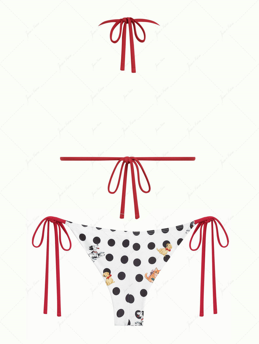 White Polka Dot Animal Print Triangle Top & Cheeky Brazilian Bottom Bikini Set