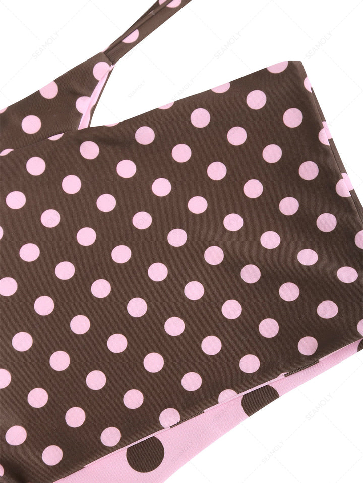 Seamolly Polka Dot Triangle Top & Double Layer Cheeky Boyshorts Reversible Bikini Set