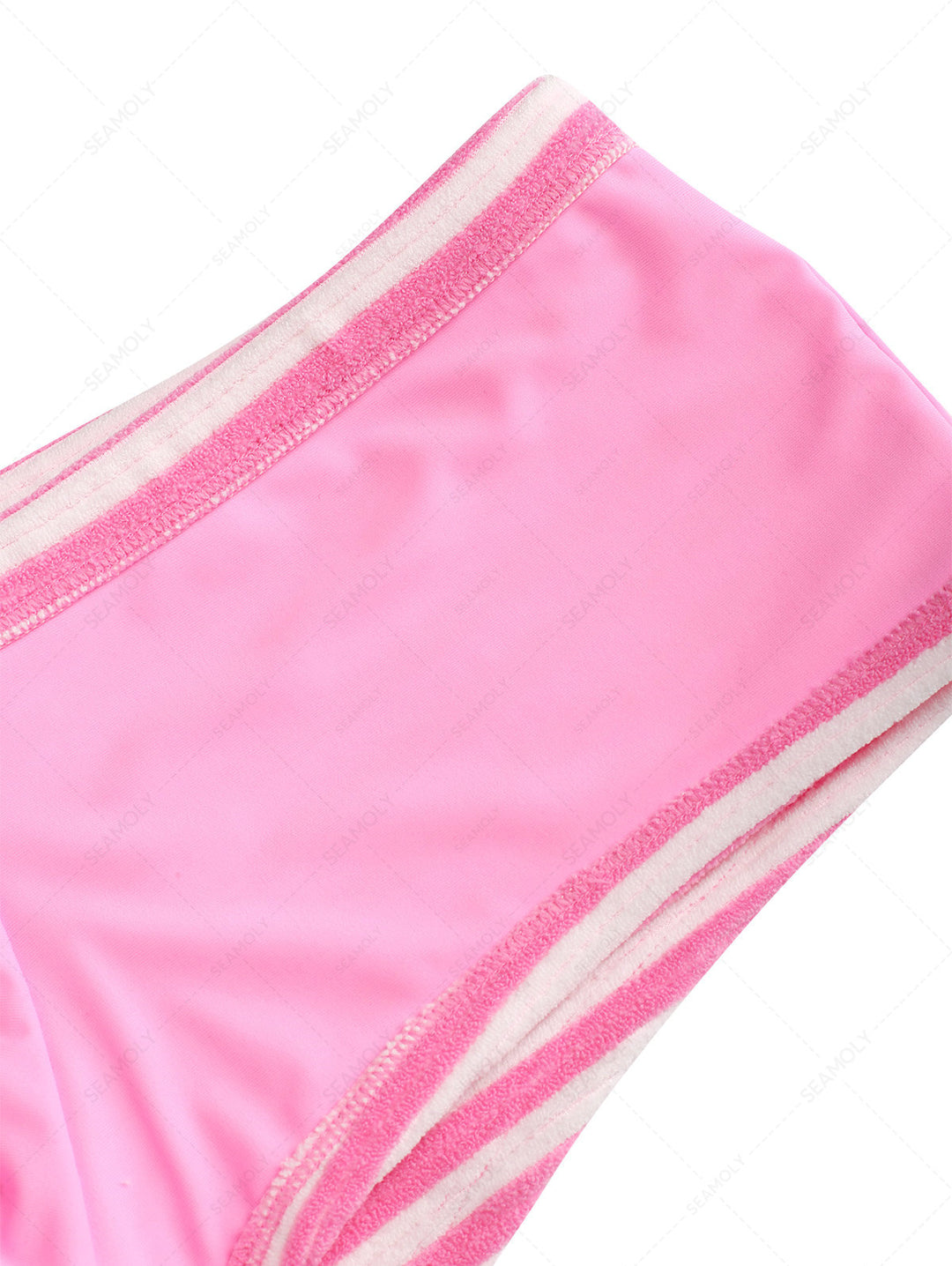 Seamolly Toweling Terry Cloth Striped Contrast Binding Cheeky Boyshorts Bikini Set