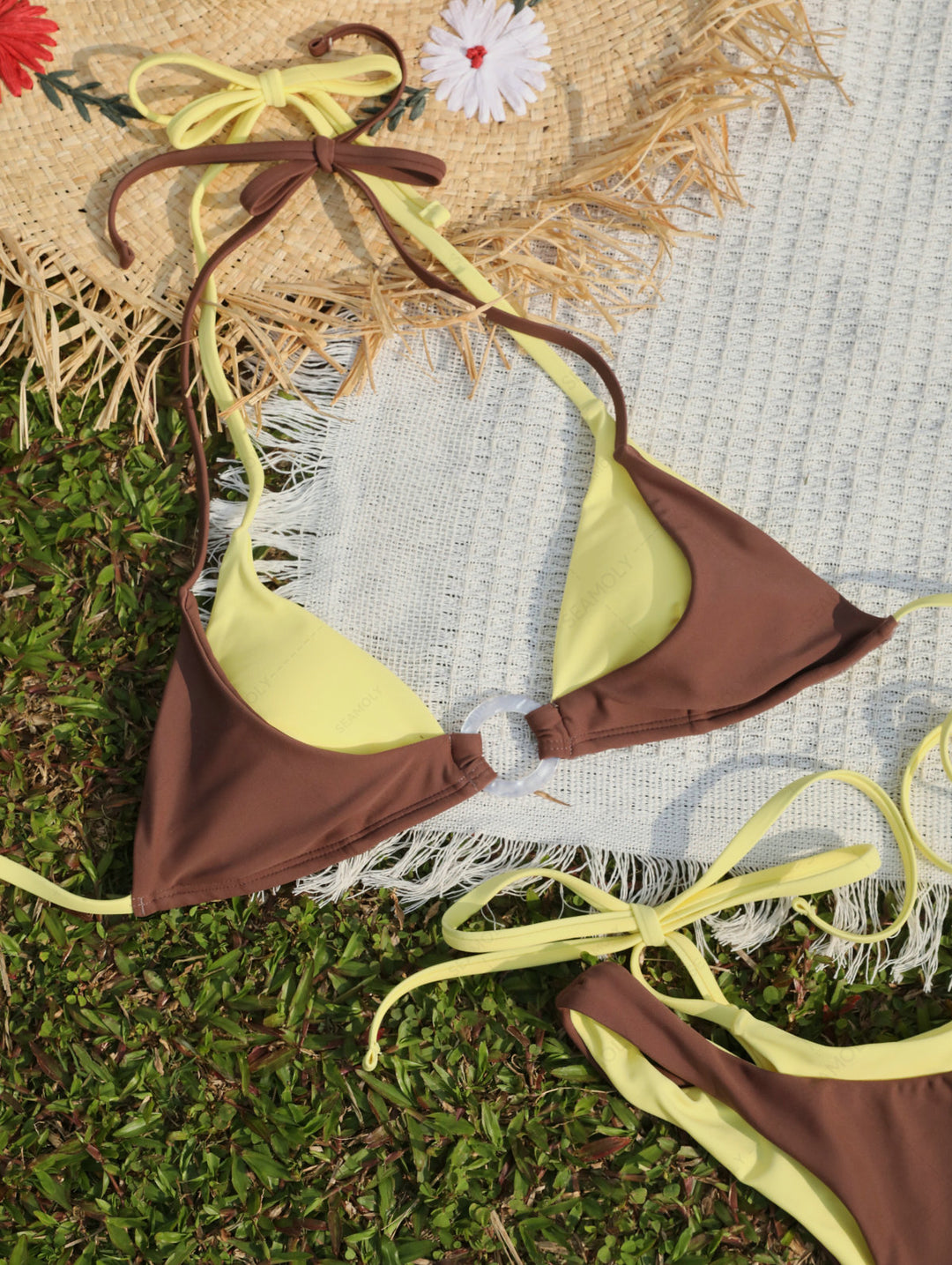 Seamolly Colorblock Two Tone O Ring Double Layer Bikini Set
