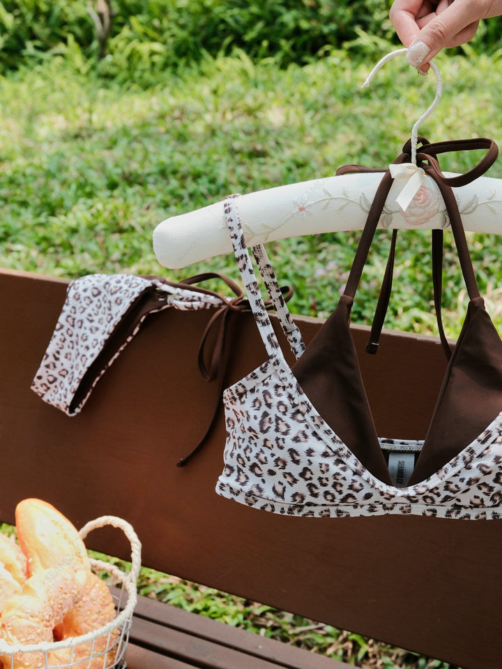 Seamolly Leopard Print Tie Side Double Layer Bikini Set