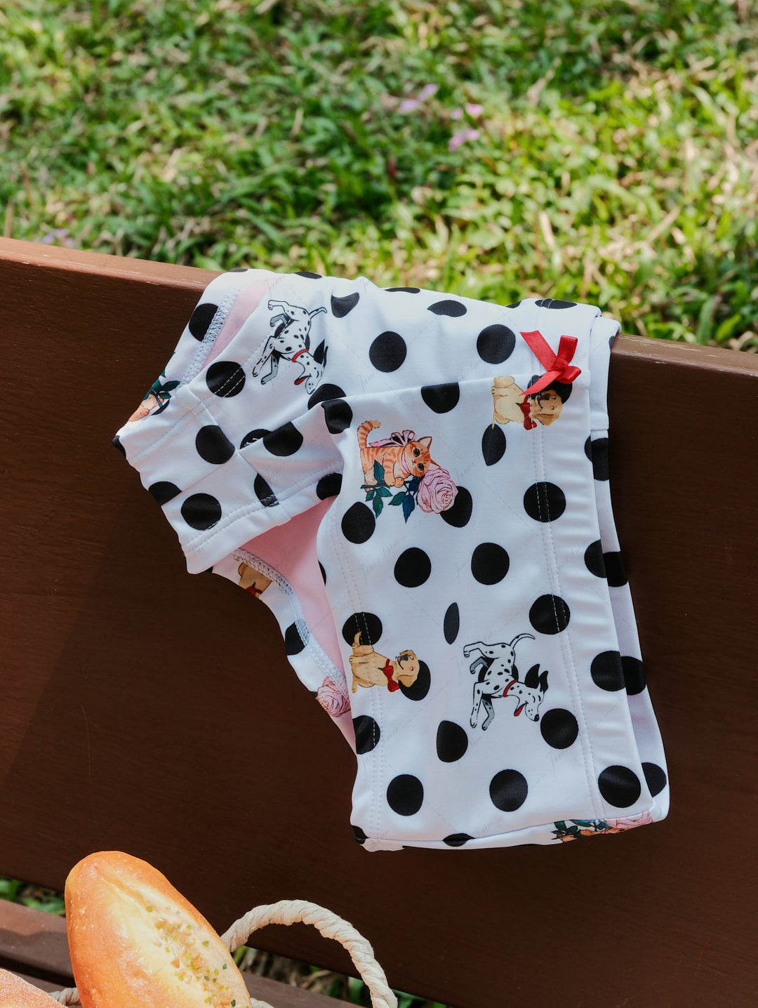White Polka Dot Animal Print Bowknot Triangle Cheeky Boyshorts Bikini Set