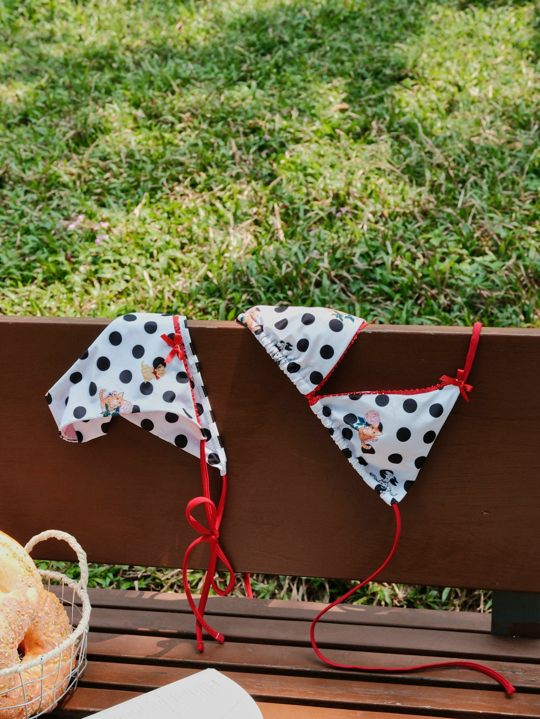 White Polka Dot Animal Print Triangle Top & Cheeky Brazilian Bottom Bikini Set
