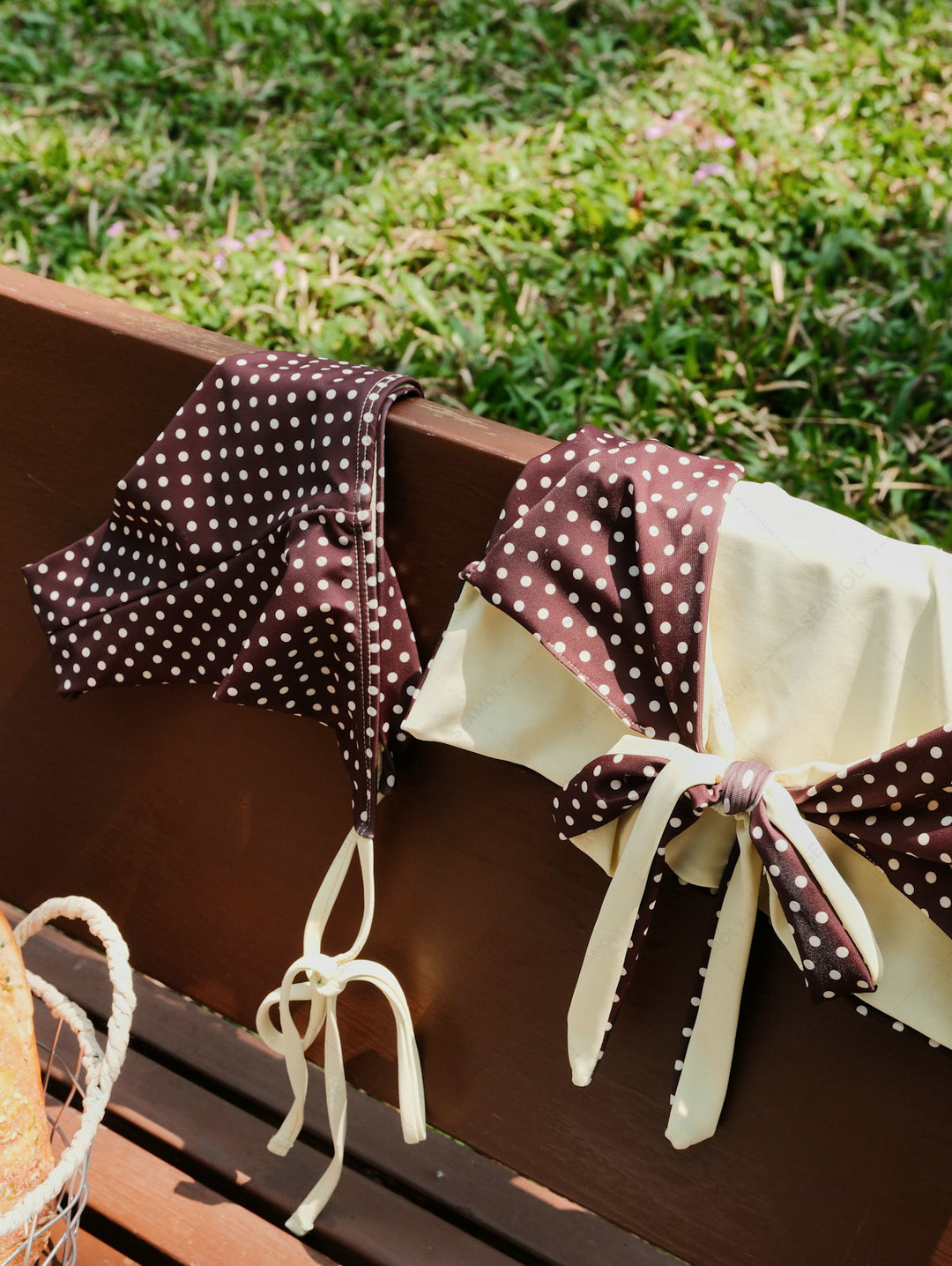 Seamolly Polka Dot Print Halter Tank Top & Cheeky Brazilian Bottom Tankini Set