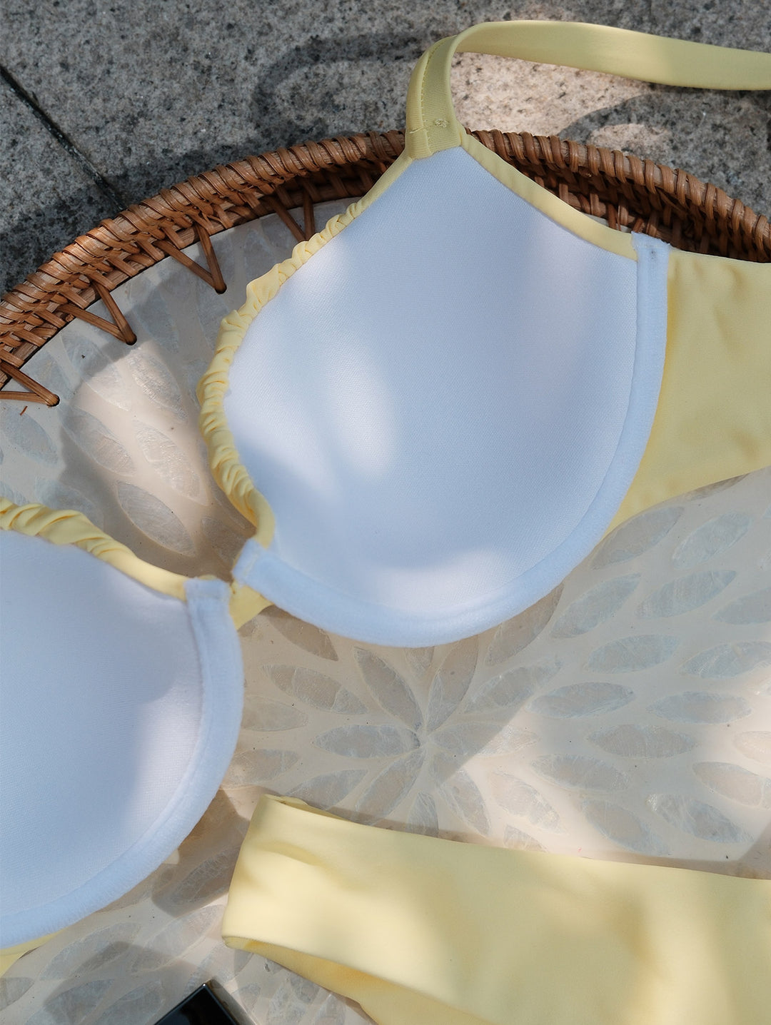 Seamolly Sexy Solid Color Ruched Underwire Push Up Bikini Set