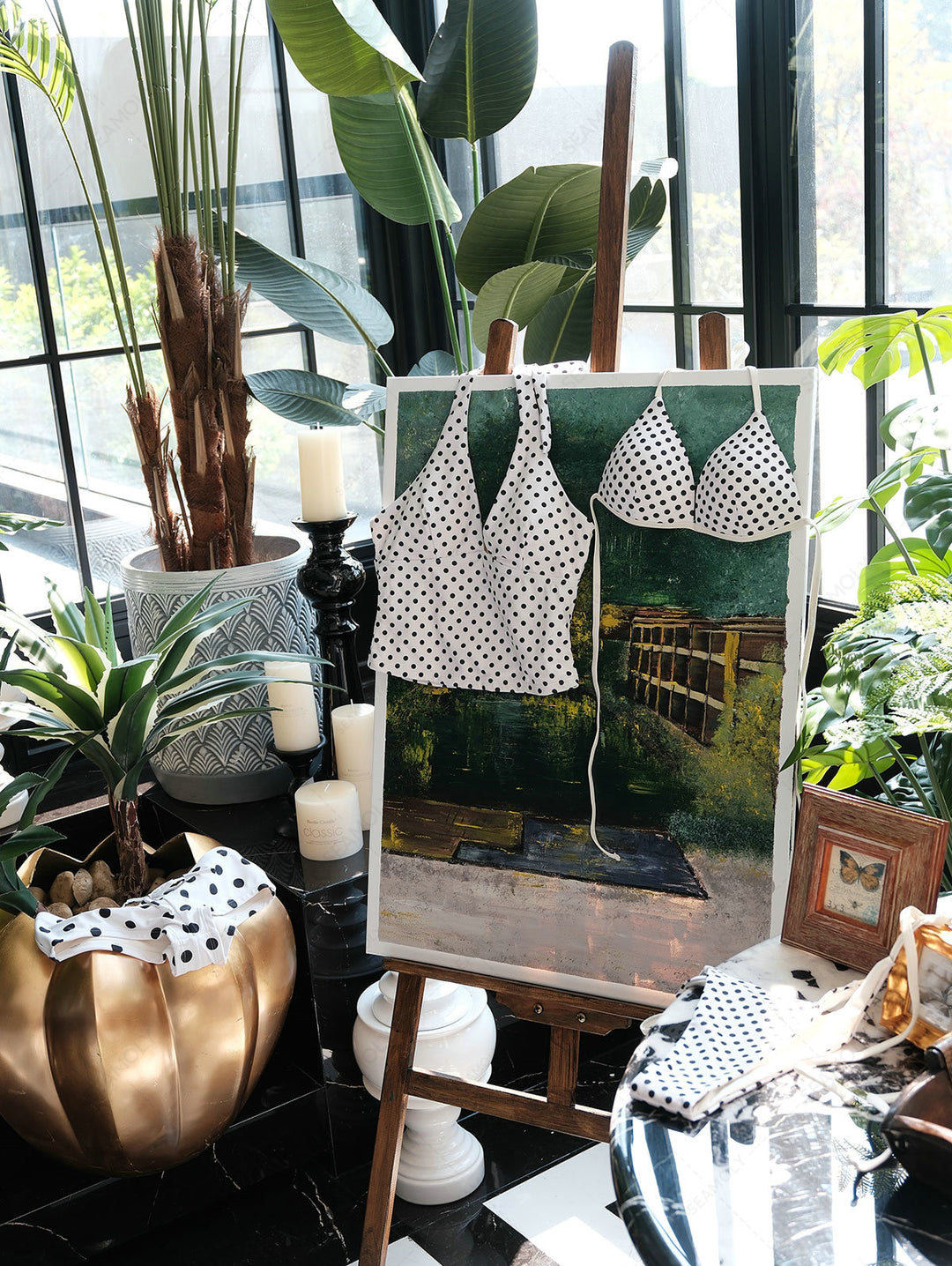 Seamolly Polka Dot Print Bowknot Swim Bottom Bikini Boyshorts