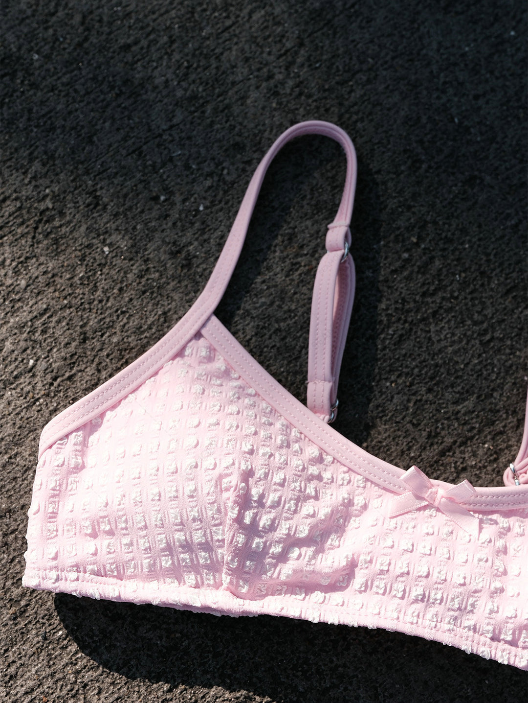 Seamolly Gingham Textured Bowknot Bralette Boyshorts Bikini Set