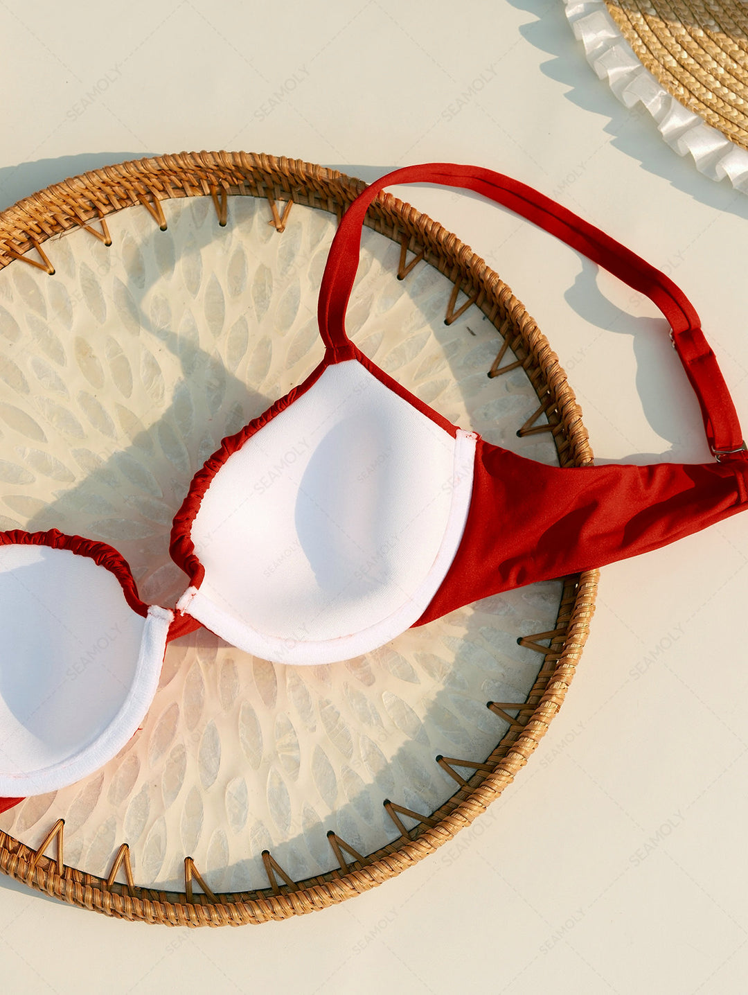 Seamolly Sexy Solid Color Ruched Underwire Push Up Bikini Set