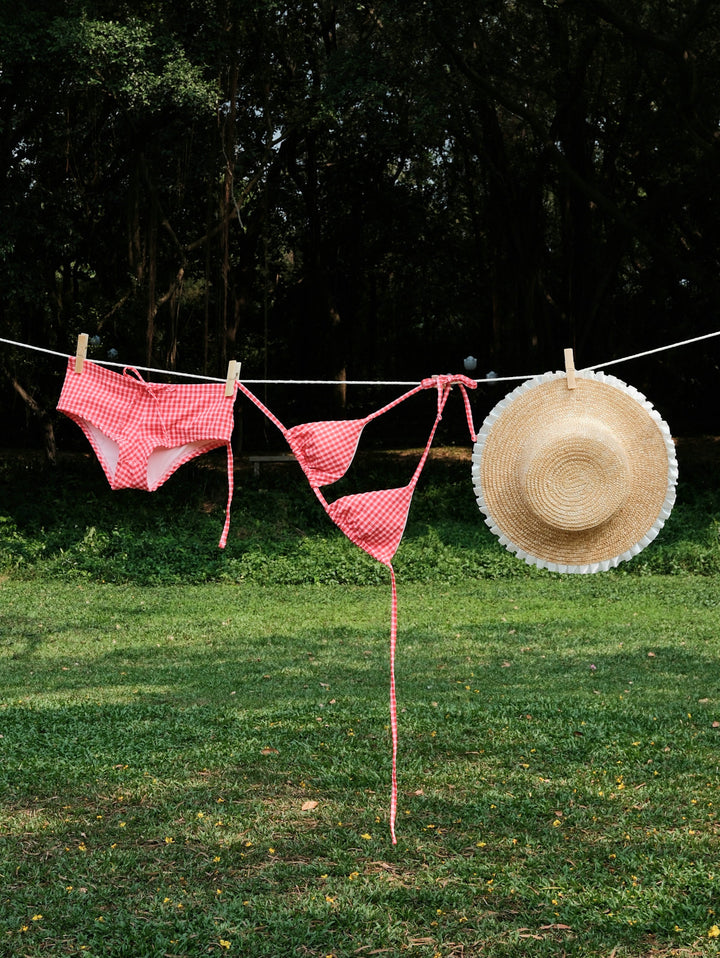 Seamolly Gingham Halter Triangle Boyshorts Bikini Set