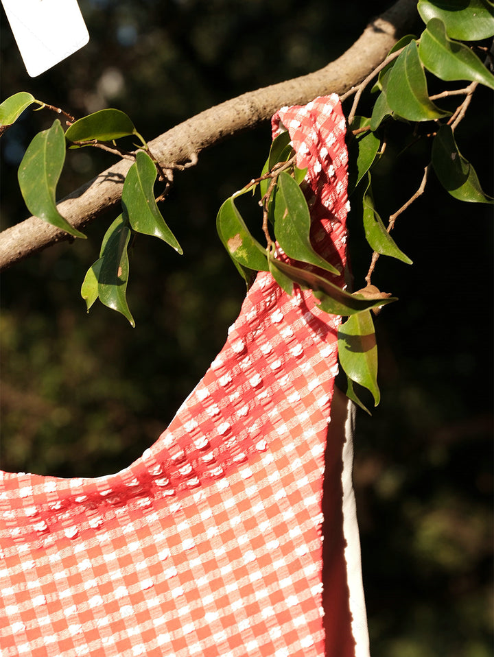 Seamolly Gingham Textured Bowknot Cinched Underwire Bikini Set