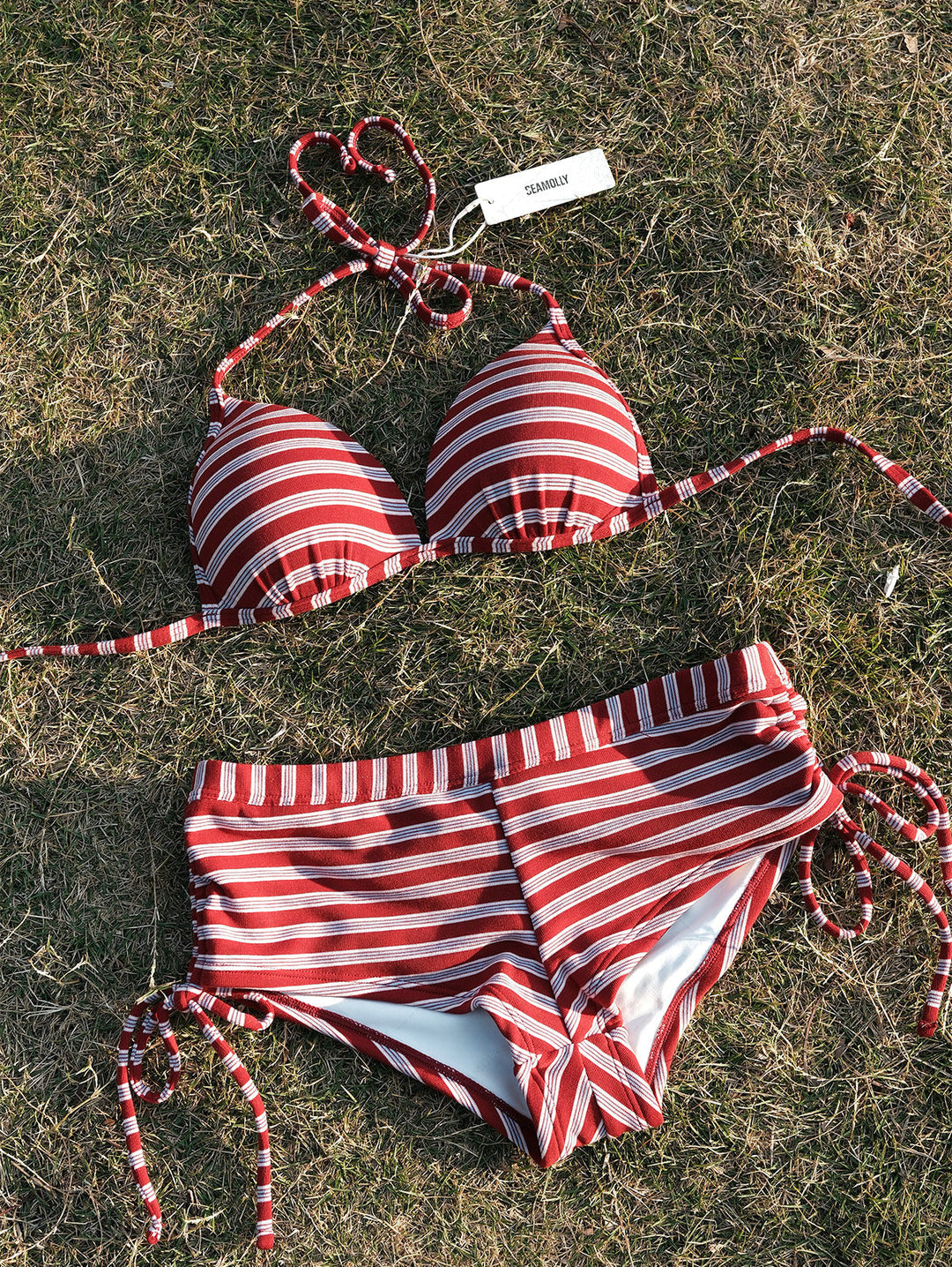 Seamolly Y2K Striped Triangle Top & Boyshorts Bikini Set Beachwear