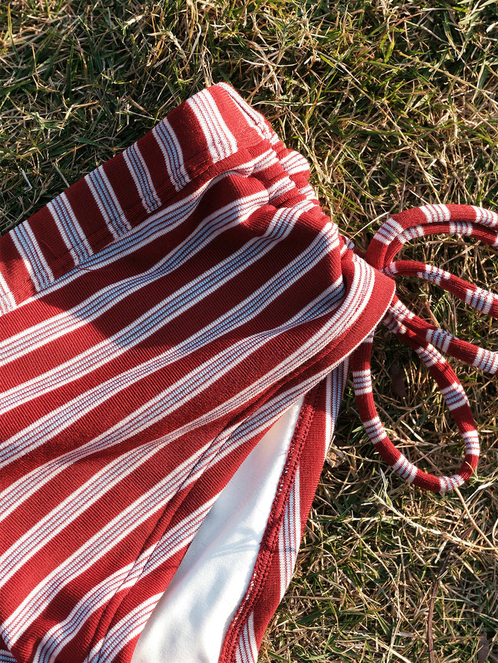 Seamolly Y2K Striped Triangle Top & Boyshorts Bikini Set Beachwear