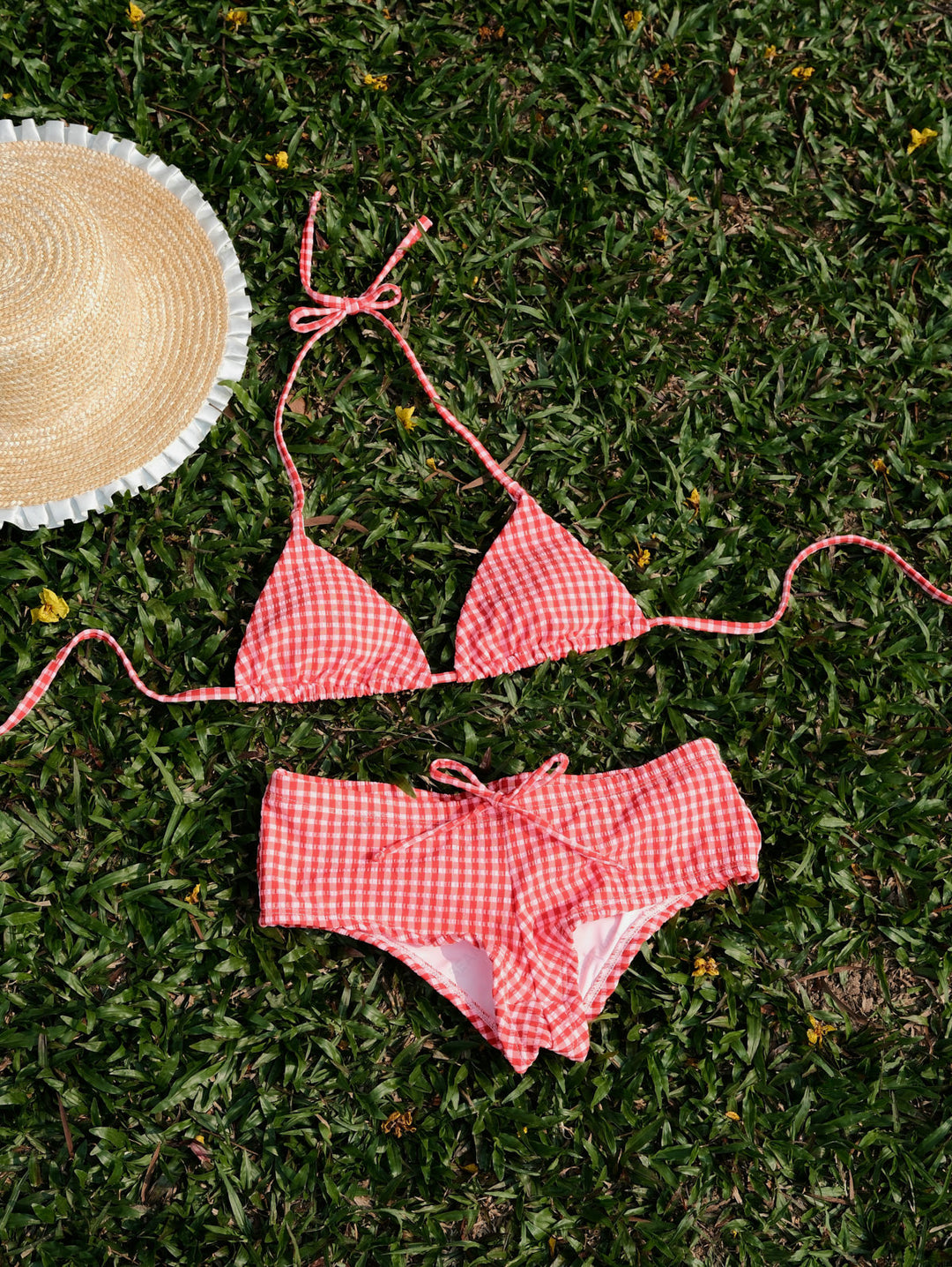 Seamolly Gingham Halter Triangle Boyshorts Bikini Set