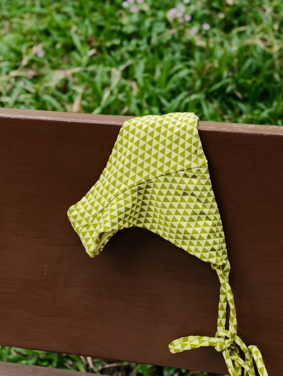 Green Recycled Fabric Triangular Grid Pattern Triangle Top & Cheeky Brazilian Bottom Bikini Set