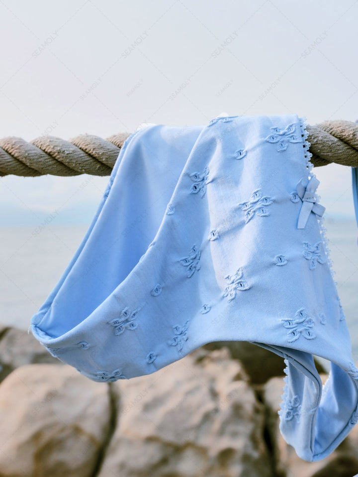 Seamolly Recycled Fabric Jacquard Lace Bowknot Cheeky Bikini Set