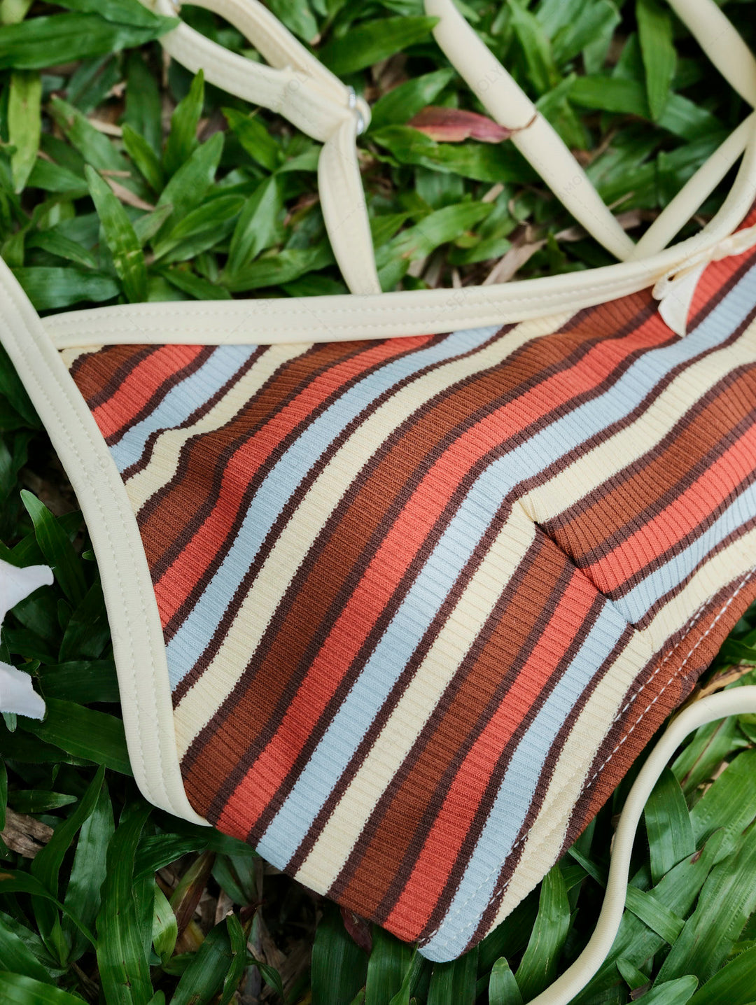 Seamolly Ribbed Knit Striped Tank Style Cheeky Boyshorts Bikini Set