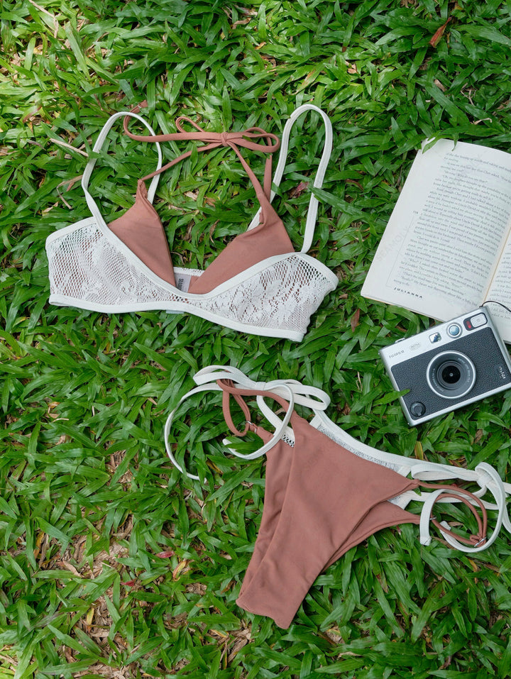 Seamolly Contrast Color Lace String Double Layer Bikini Set